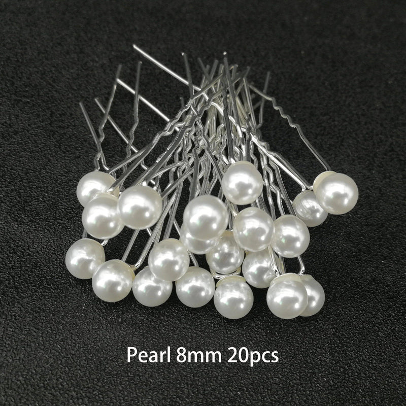 White Pearl 20 PC Hairpin Set, Wedding Pearl Head Bridal Hair Pin, Minimalist Bridal Pearl Hairpiece, One Size Bride Pearl Hair Accessory - KaleaBoutique.com