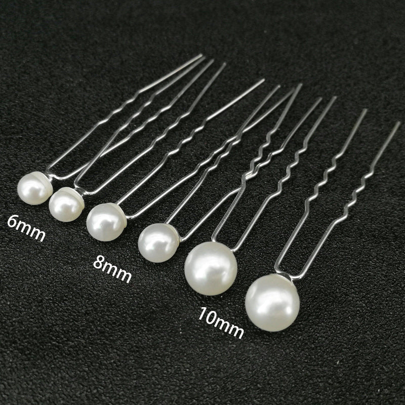 White Pearl 20 PC Hairpin Set, Wedding Pearl Head Bridal Hair Pin, Minimalist Bridal Pearl Hairpiece, One Size Bride Pearl Hair Accessory - KaleaBoutique.com