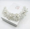 White Pearl Bridal Wire Tiara, Wedding Pearl Headband, Bridal Shower Pearl Head Wreath, Pearl Hair Vine - KaleaBoutique.com