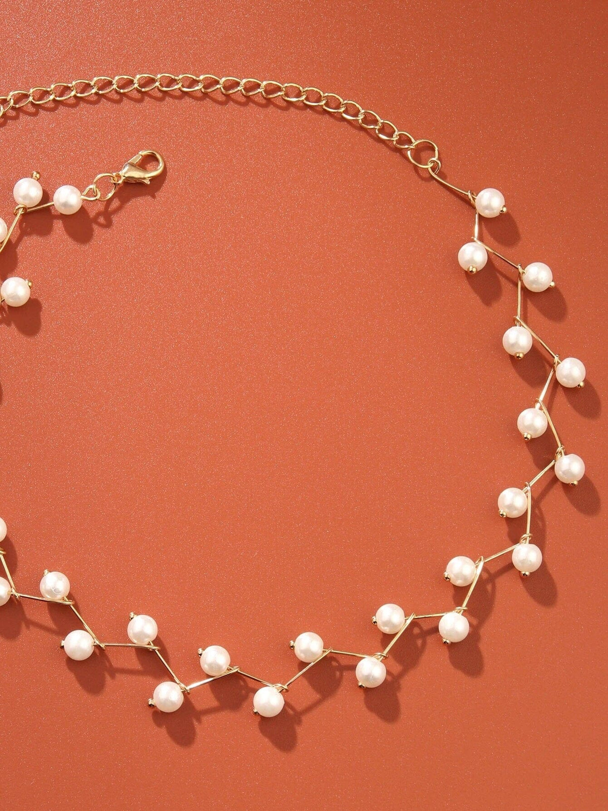 White Pearl Zigzag Choker Necklace, Gold or Silver Minimalist White Pearl Necklace, Bridal Pearl Fashion Necklace - KaleaBoutique.com