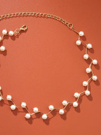 White Pearl Zigzag Choker Necklace, Gold or Silver Minimalist White Pearl Necklace, Bridal Pearl Fashion Necklace - KaleaBoutique.com