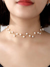 White Pearl Zigzag Choker Necklace, Gold or Silver Minimalist White Pearl Necklace, Bridal Pearl Fashion Necklace, Bridesmaid Pearl Choker - KaleaBoutique.com