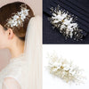 White Silk Flower Hair Comb, Beaded Leaf Bridal Hairpiece, Pearl Bridal Wedding Hair Comb - KaleaBoutique.com