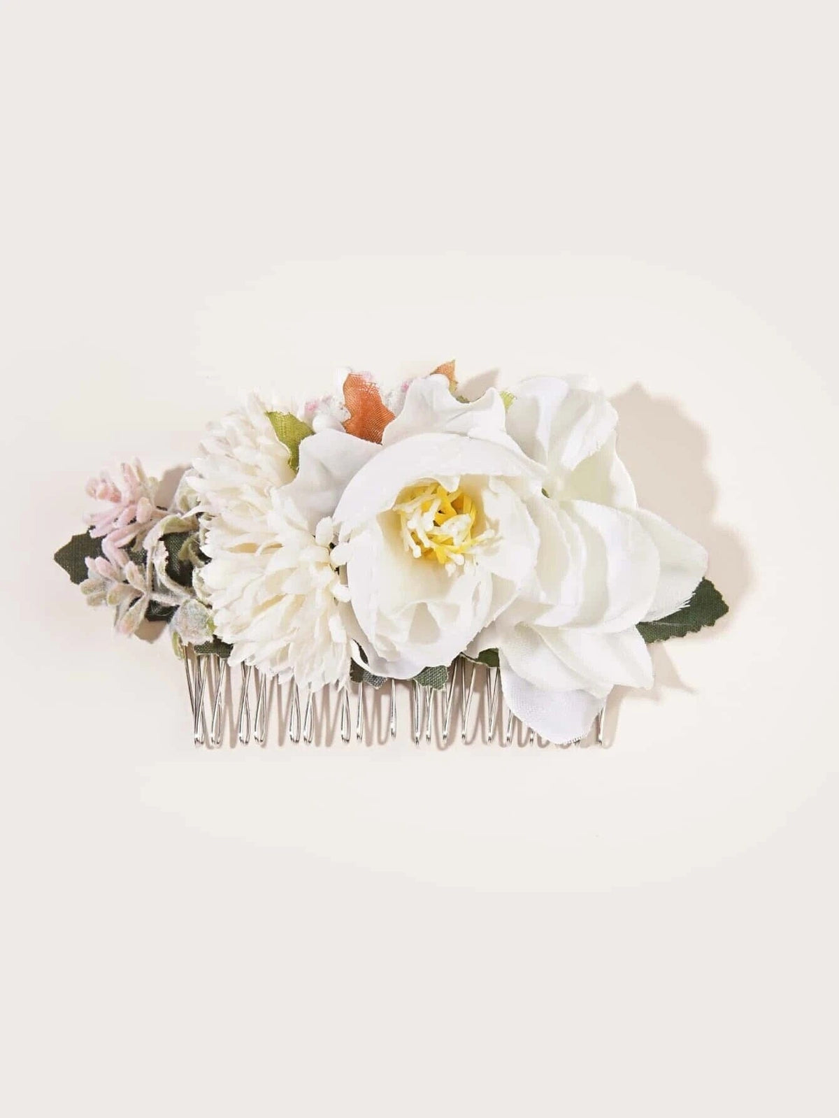 Silk Flower Bouquet Hair Comb, Wedding Romantic Floral Hairdo Headpiece, Bridal White Rose Hairpiece, Bridesmaid Silk Flower Hairpin - KaleaBoutique.com