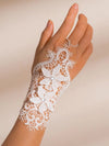 White Tatted Lace Bridal Gloves, Wedding Rhinestone Crystal Embroidered Knit Gloves, First Communion Girl Gloves, Dainty Gloves, 1 Pair - KaleaBoutique.com