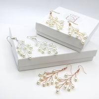 Oval Pearl Dangle Earrings, Boho Wedding Bridal or Bridesmaid Pearl Earrings - KaleaBoutique.com