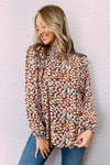 KaleaBoutique Stylish Beautiful Abstract Print Bubble Sleeves Loose Blouse - KaleaBoutique.com