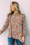 KaleaBoutique Stylish Beautiful Abstract Print Bubble Sleeves Loose Blouse - KaleaBoutique.com