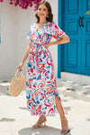 KaleaBoutique Beautiful Abstract Printed Wrap V Neck Belted Maxi Dress - KaleaBoutique.com