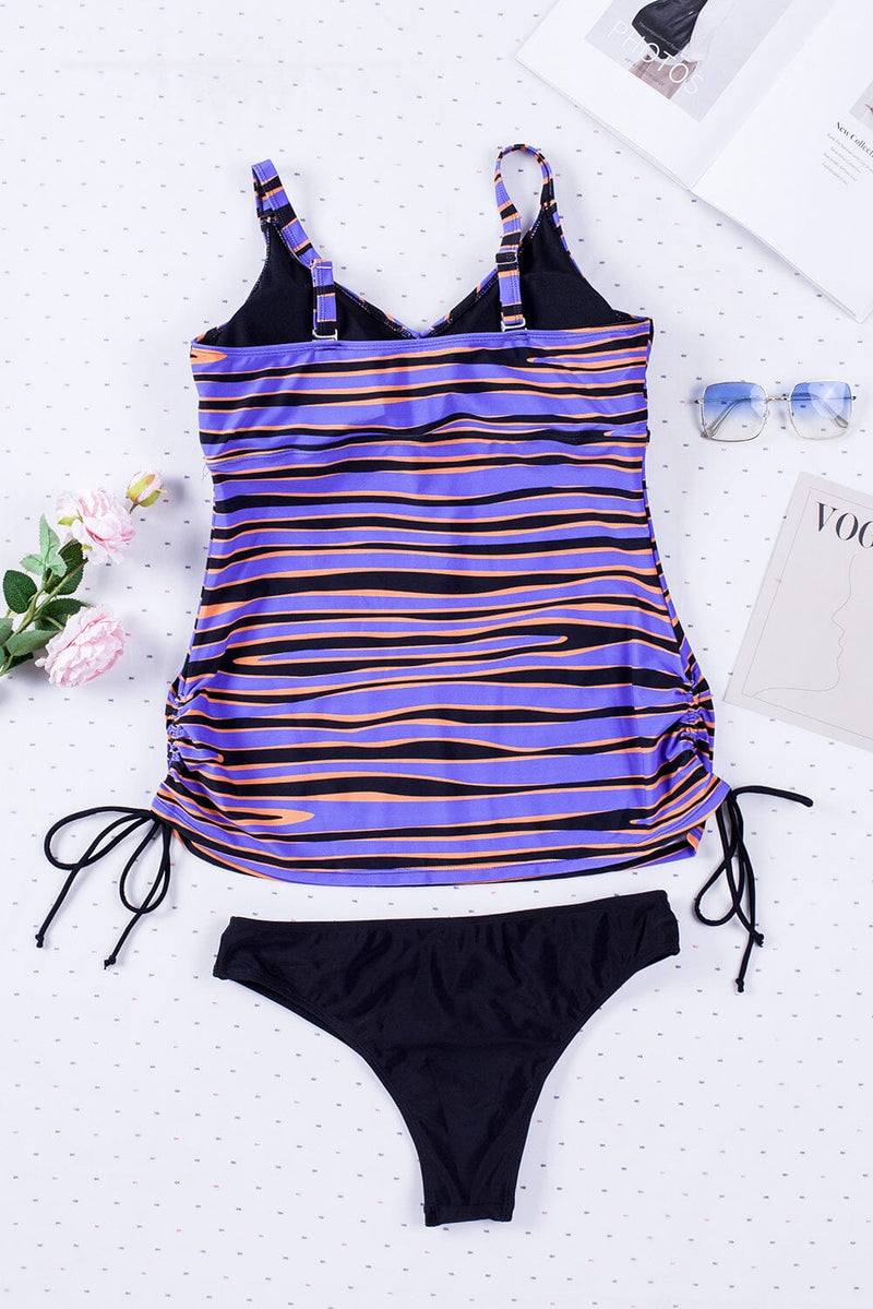 KaleaBoutique Stylish Animal Stripes Lacing Tankini Swimsuit - KaleaBoutique.com