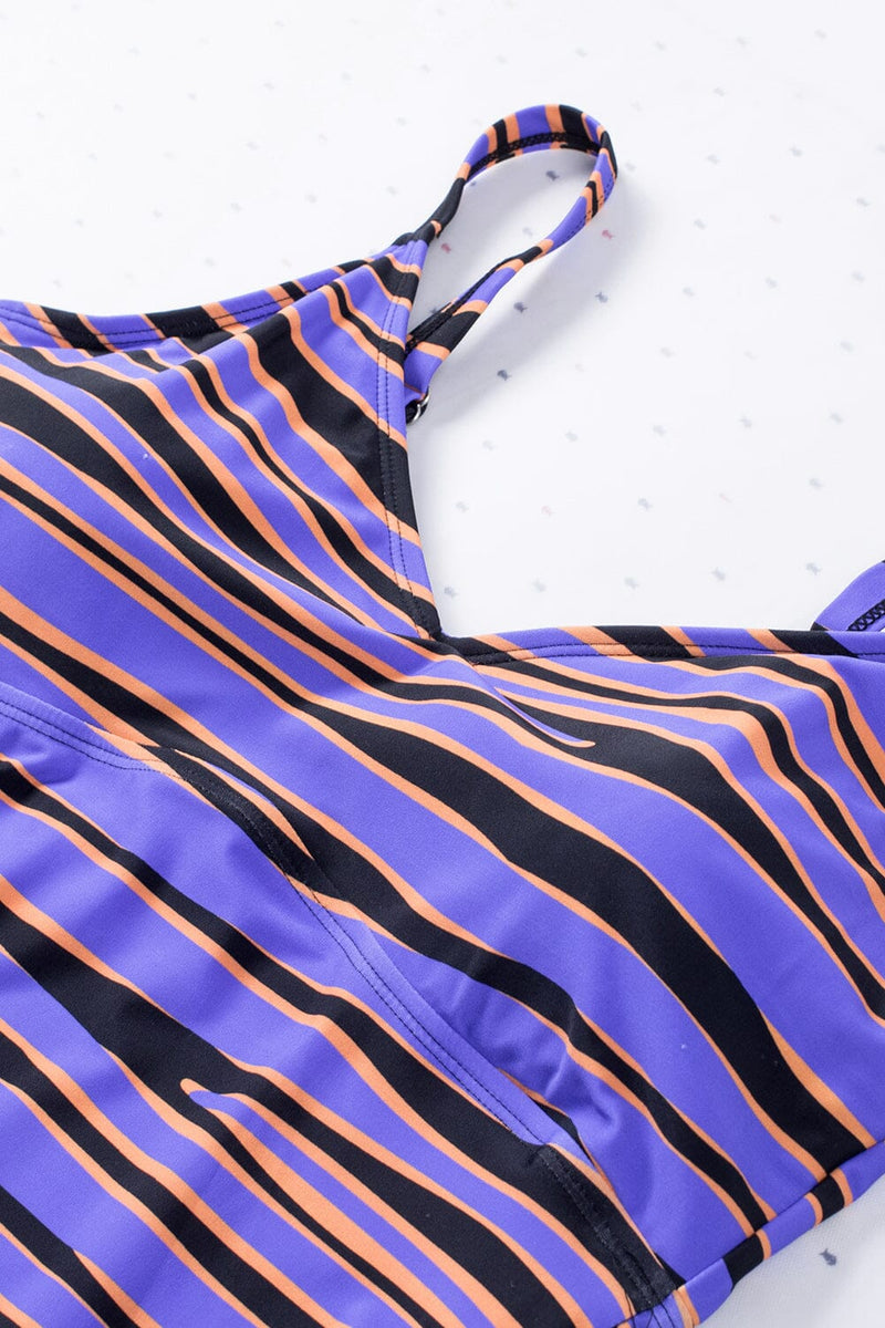 KaleaBoutique Stylish Animal Stripes Lacing Tankini Swimsuit - KaleaBoutique.com
