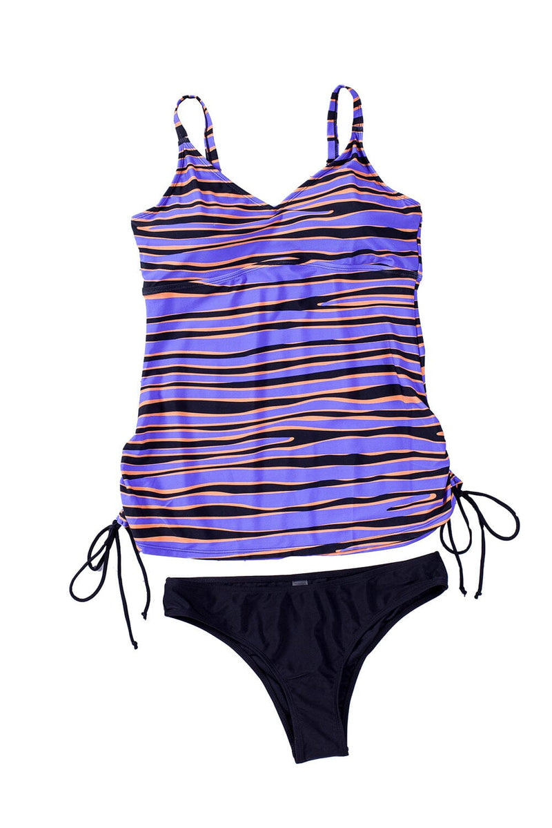 KaleaBoutique Stylish Animal Stripes Lacing Tankini Swimsuit - KaleaBoutique.com