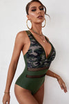 KaleaBoutique Awesome Stylish Army Camo Patchwork One Piece Swimsuit - KaleaBoutique.com