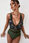KaleaBoutique Awesome Stylish Army Camo Patchwork One Piece Swimsuit - KaleaBoutique.com