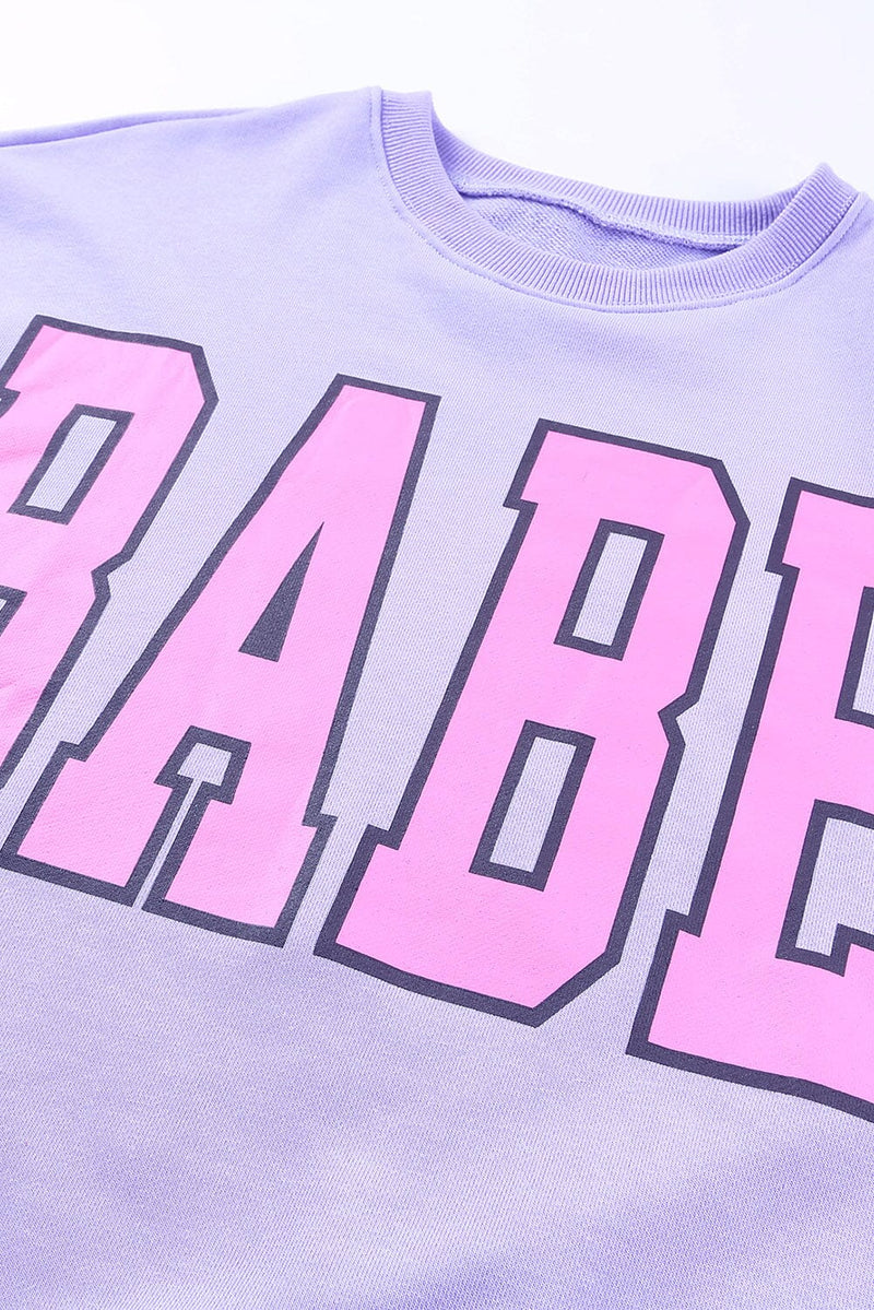 KaleaBoutique Beautiful "BABE" Letter Graphic Pullover Sweatshirt - KaleaBoutique.com
