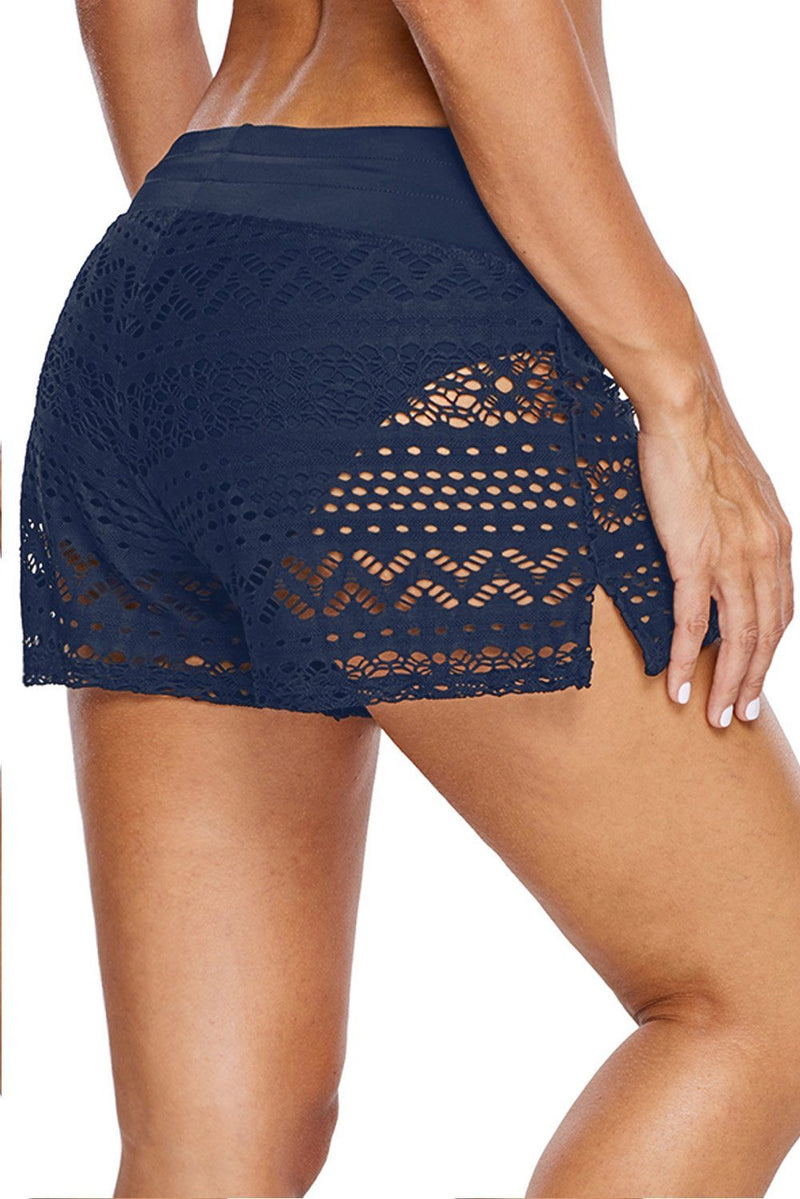 KaleaBoutique Stylish Blue Lace Shorts Attached Swim Bottom - KaleaBoutique.com