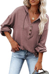 KaleaBoutique Buttoned High and Low Hem Hoodie - KaleaBoutique.com