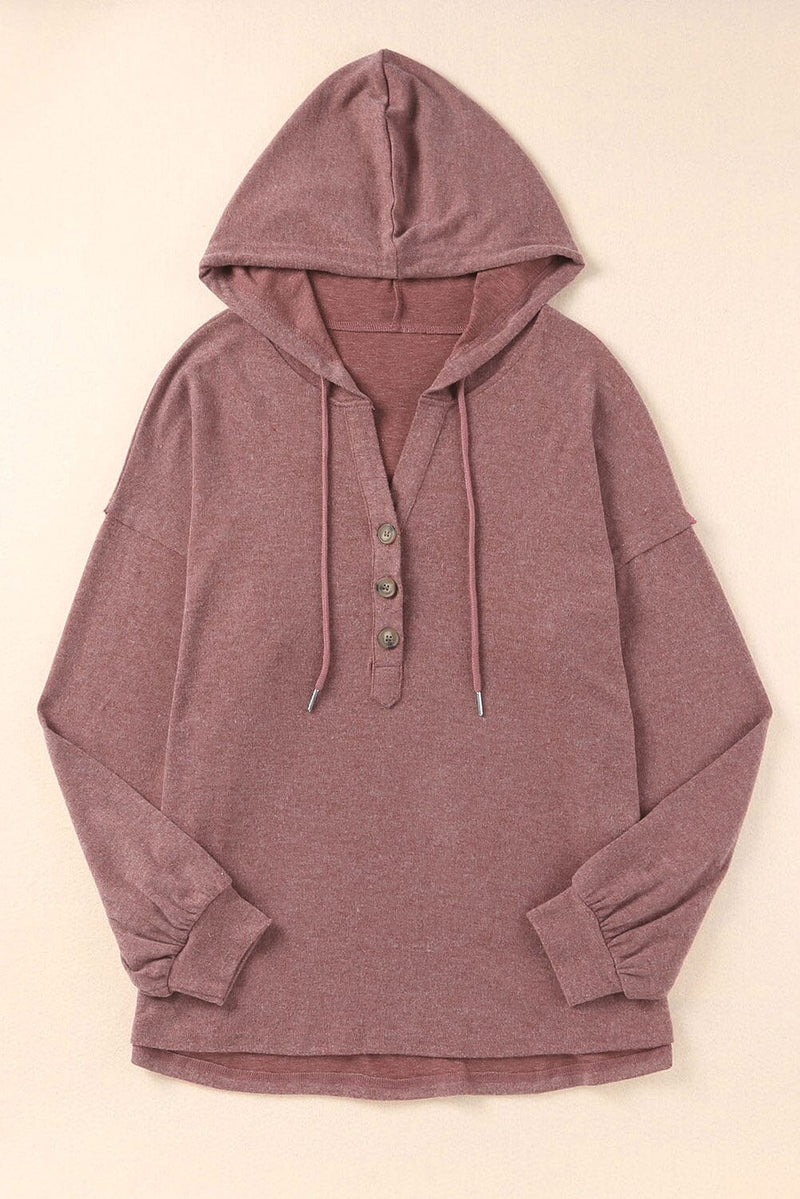 KaleaBoutique Buttoned High and Low Hem Hoodie - KaleaBoutique.com