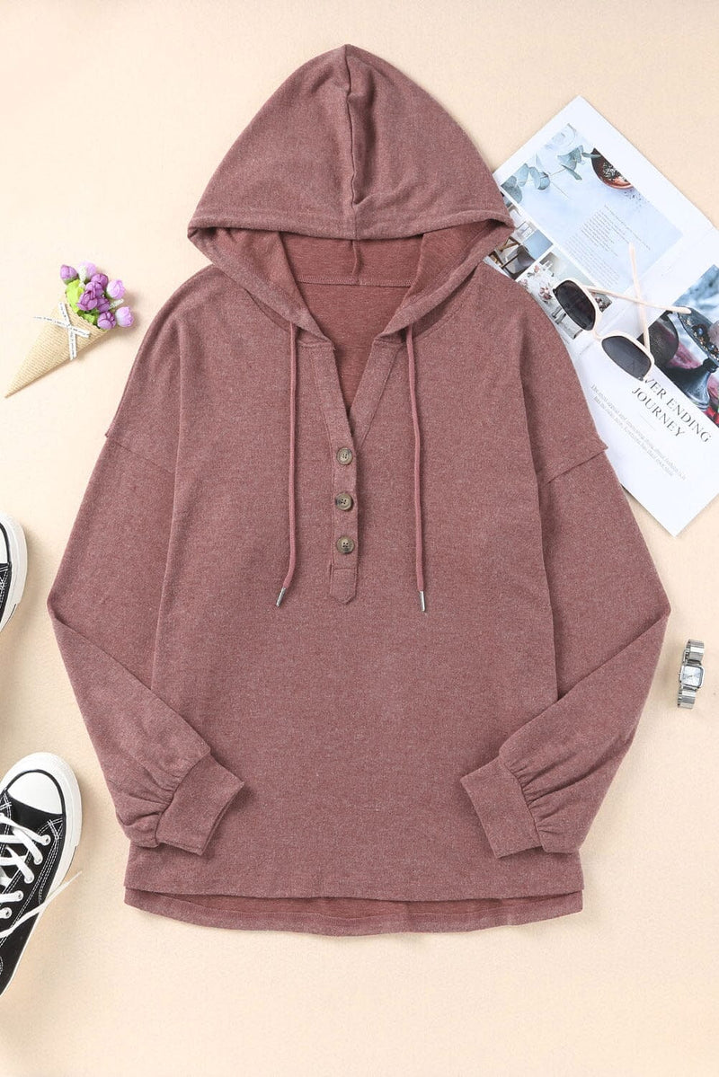 KaleaBoutique Buttoned High and Low Hem Hoodie - KaleaBoutique.com