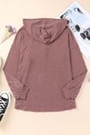 KaleaBoutique Buttoned High and Low Hem Hoodie - KaleaBoutique.com