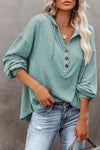 KaleaBoutique Buttoned High and Low Hem Hoodie - KaleaBoutique.com