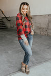 KaleaBoutique Christmas Plaid Striped Patchwork Drawstring Hoodie - KaleaBoutique.com