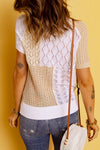 KaleaBoutique Stylish Color Block Knitted Short Sleeve T Shirt - KaleaBoutique.com