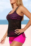 KaleaBoutique Stylish Colorful Color Block Lace Drawstring 2 Piece Tie Tankini Set - KaleaBoutique.com