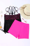 KaleaBoutique Stylish Colorful Color Block Lace Drawstring 2 Piece Tie Tankini Set - KaleaBoutique.com