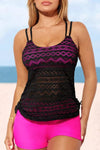 KaleaBoutique Stylish Colorful Color Block Lace Drawstring 2 Piece Tie Tankini Set - KaleaBoutique.com