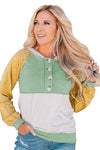 KaleaBoutique Stylish Colorblock Button Accent Pullover Hoodie - KaleaBoutique.com