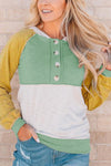 KaleaBoutique Stylish Colorblock Button Accent Pullover Hoodie - KaleaBoutique.com