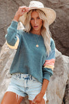 KaleaBoutique Beautiful Colorblock Long Sleeve Blue Pullover Sweatshirt - KaleaBoutique.com