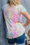 KaleaBoutique Stylish Colorful  V Neck Short Sleeve Top - KaleaBoutique.com