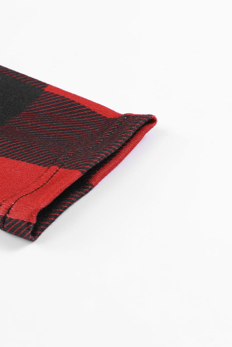 KaleaBoutique Contrast Buffalo Plaid Zip Pullover Hooded Top - KaleaBoutique.com
