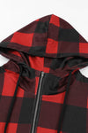 KaleaBoutique Contrast Buffalo Plaid Zip Pullover Hooded Top - KaleaBoutique.com