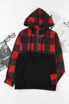KaleaBoutique Contrast Buffalo Plaid Zip Pullover Hooded Top - KaleaBoutique.com