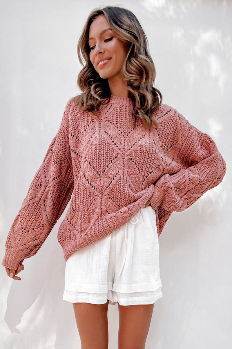 KaleaBoutique Stylish Crewneck Balloon Sleeve Textured Knit Sweater - KaleaBoutique.com