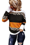 KaleaBoutique Crewneck Leopard Color Block Knit Pullover Sweater - KaleaBoutique.com