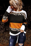 KaleaBoutique Crewneck Leopard Color Block Knit Pullover Sweater - KaleaBoutique.com