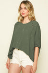 KaleaBoutique Stylish Distressed Bleached Asymmetric Hem Short Sleeve Top - KaleaBoutique.com