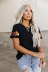 KaleaBoutique Beautiful Floral Embroidered Round Neck Short Sleeve T Shirt - KaleaBoutique.com