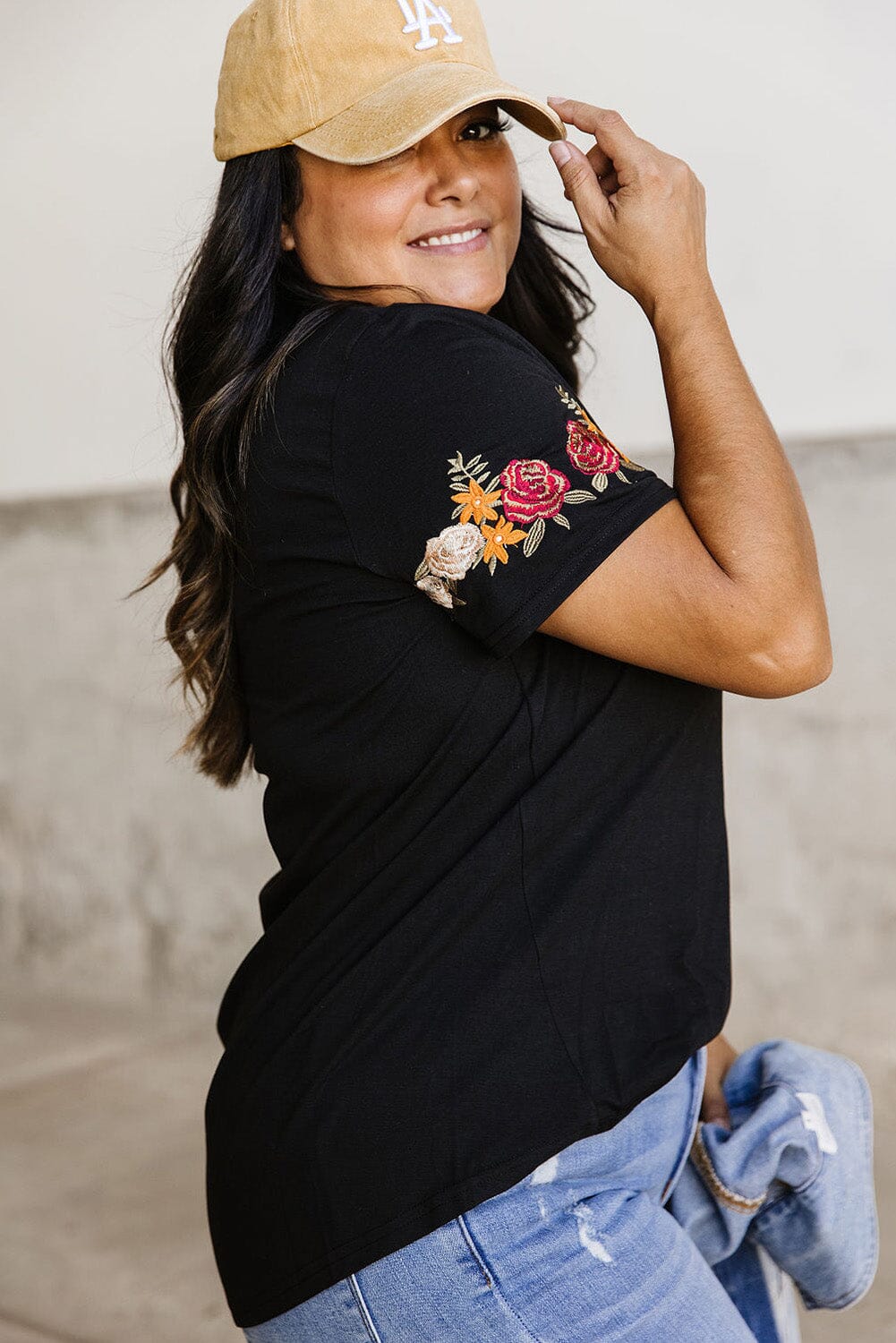 KaleaBoutique Beautiful Floral Embroidered Round Neck Short Sleeve T Shirt - KaleaBoutique.com