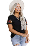 KaleaBoutique Beautiful Floral Embroidered Round Neck Short Sleeve T Shirt - KaleaBoutique.com