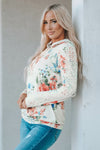 Kalea Boutique Beautiful Floral Print Lace Contrast Long Sleeve Hoodie - KaleaBoutique.com