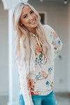 Kalea Boutique Beautiful Floral Print Lace Contrast Long Sleeve Hoodie - KaleaBoutique.com