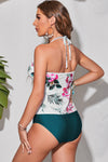 KaleaBoutique Stylish Floral Printed Halter Neck Top and Brief Tankini - KaleaBoutique.com