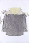 KaleaBoutique Gray Color Block Button Down Hooded Corduroy Jacket - KaleaBoutique.com