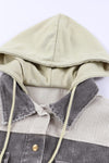 KaleaBoutique Gray Color Block Button Down Hooded Corduroy Jacket - KaleaBoutique.com
