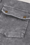 KaleaBoutique Gray Color Block Button Down Hooded Corduroy Jacket - KaleaBoutique.com